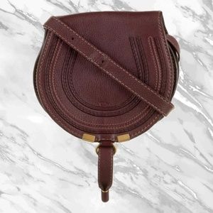 Chloé Small Marcie Leather Saddle Bag (Burgundy)